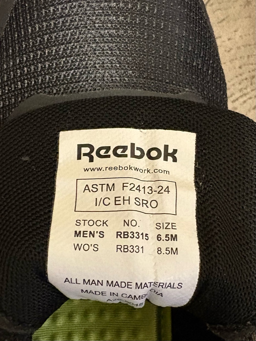 Reebok Black Nanoflex TR Composite Toe Safety Work Shoes - Picture 6 of 6